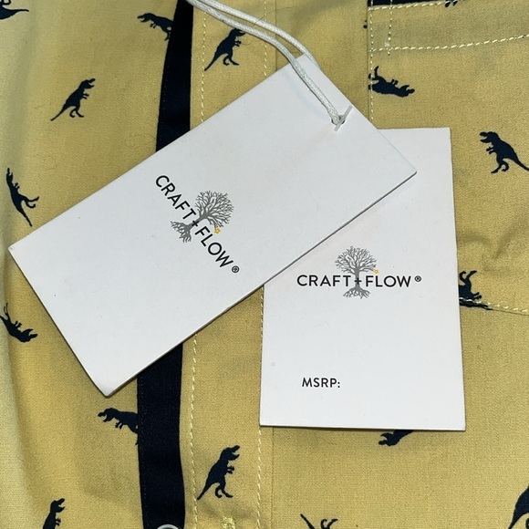Craft & Flow NWT Short Sleeve Button Up  Size 5T.  Blue and yellow w/dinosaurs - Picture 3 of 6